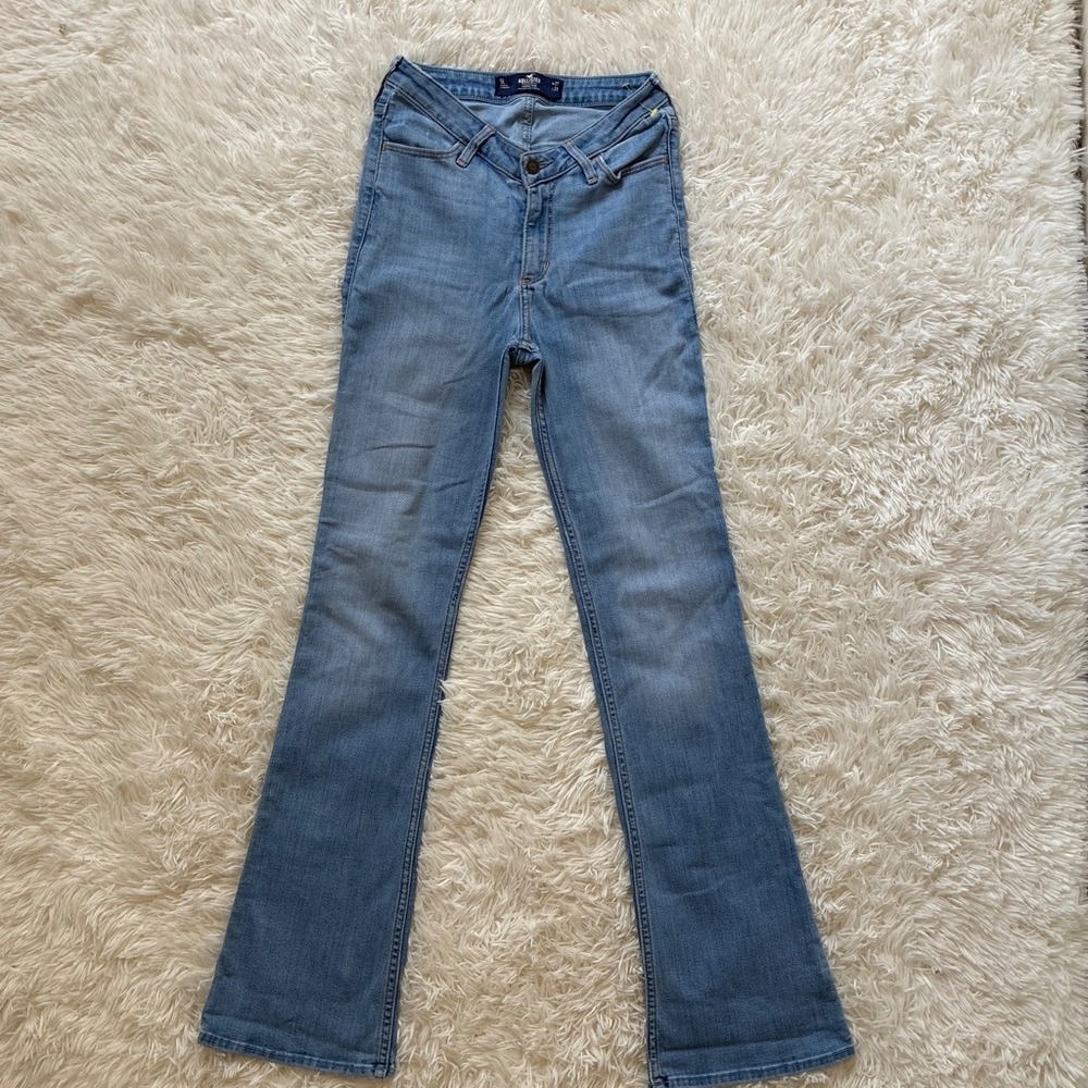 Y2K Hollister Highest-Rise Stretch V-front Flare Jeans Blue W27 L33 Size 5L Long